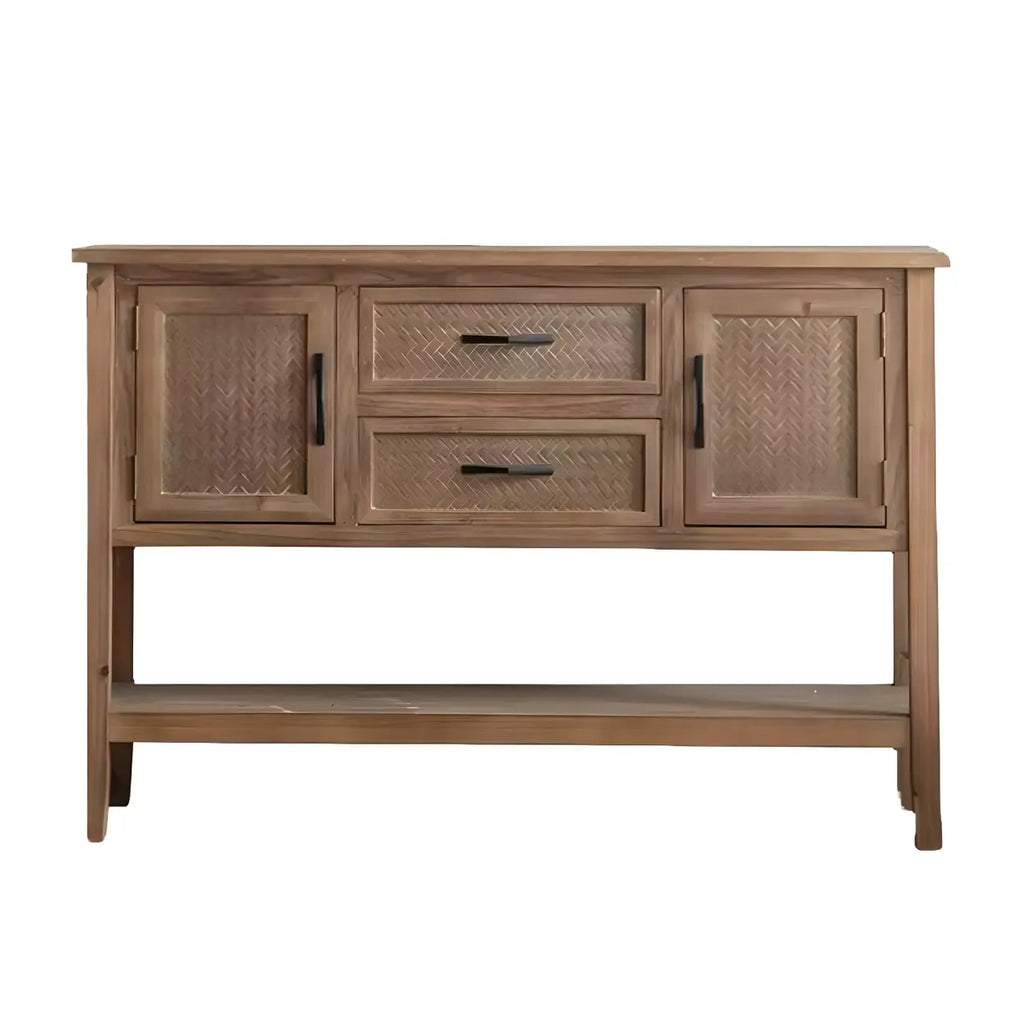 Console d'entrée rustique en bois brun avec tiroirs