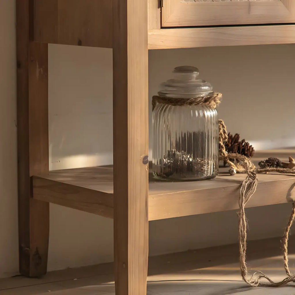 Console d'entrée rustique en bois brun avec tiroirs