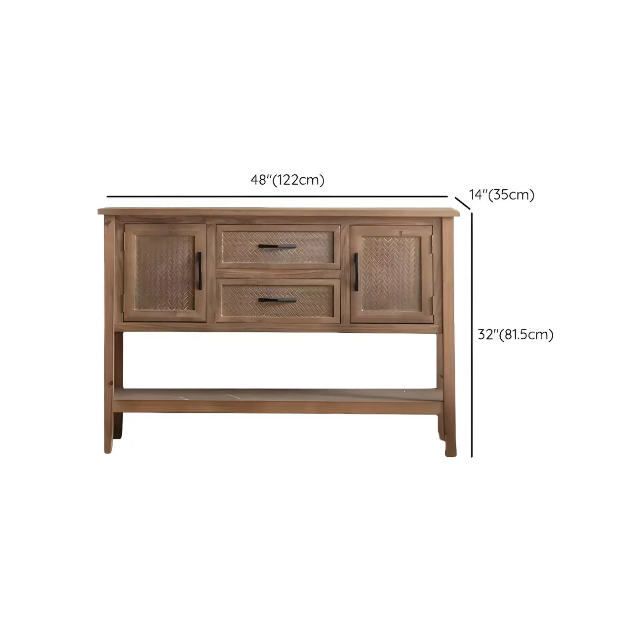 Console d'entrée rustique en bois brun avec tiroirs