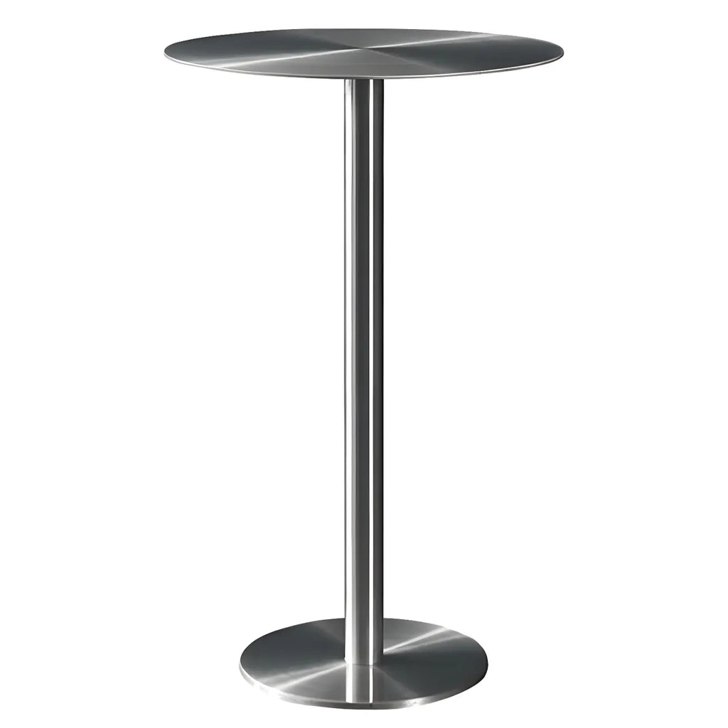 Tables de bar rondes sur pied en métal argenté de style industriel