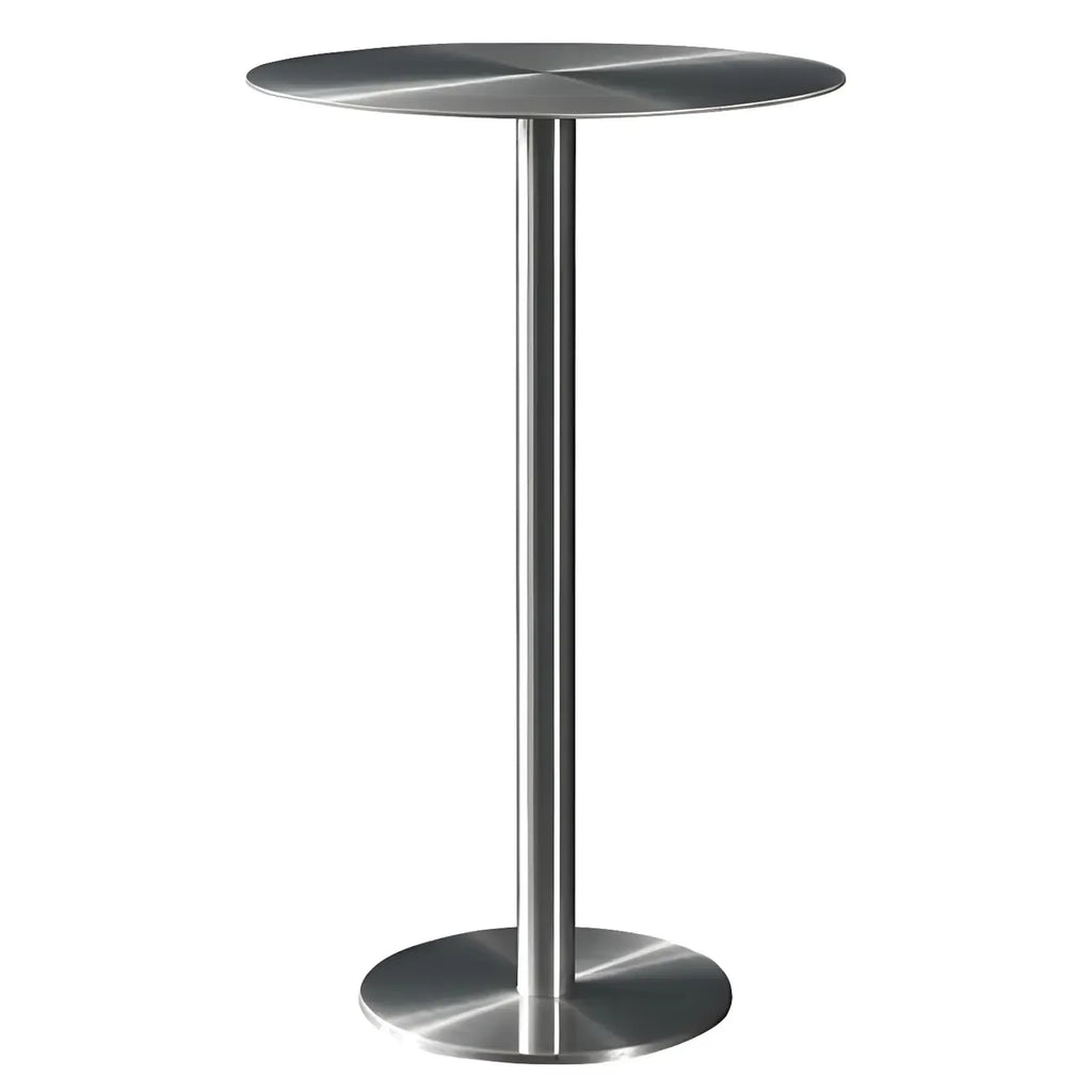 Tables de bar rondes sur pied en métal argenté de style industriel