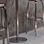 Tables de bar rondes sur pied en métal argenté de style industriel