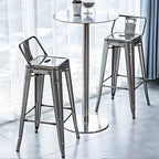 Tables de bar rondes sur pied en métal argenté de style industriel
