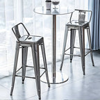 Tables de bar rondes sur pied en métal argenté de style industriel