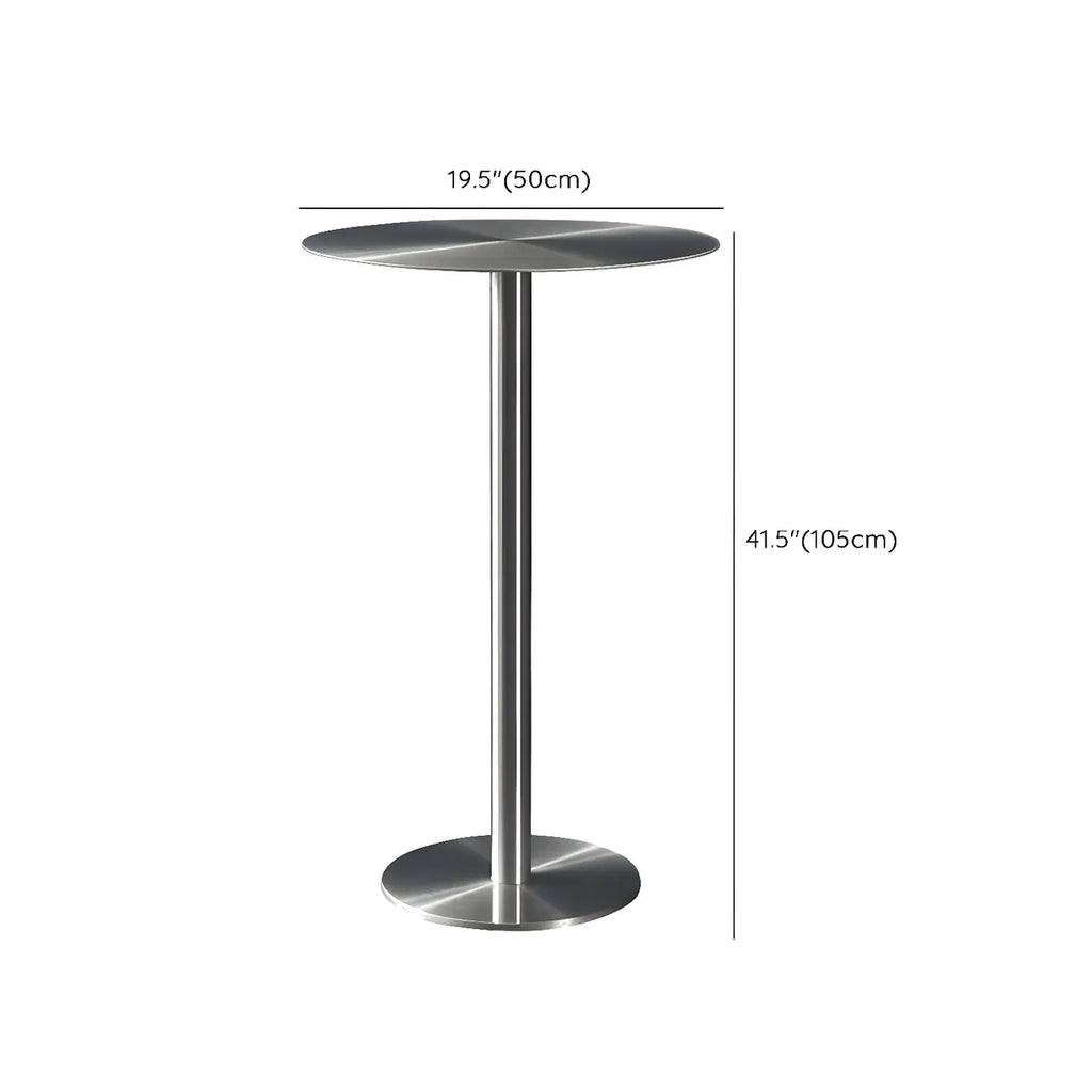 Tables de bar rondes sur pied en métal argenté de style industriel