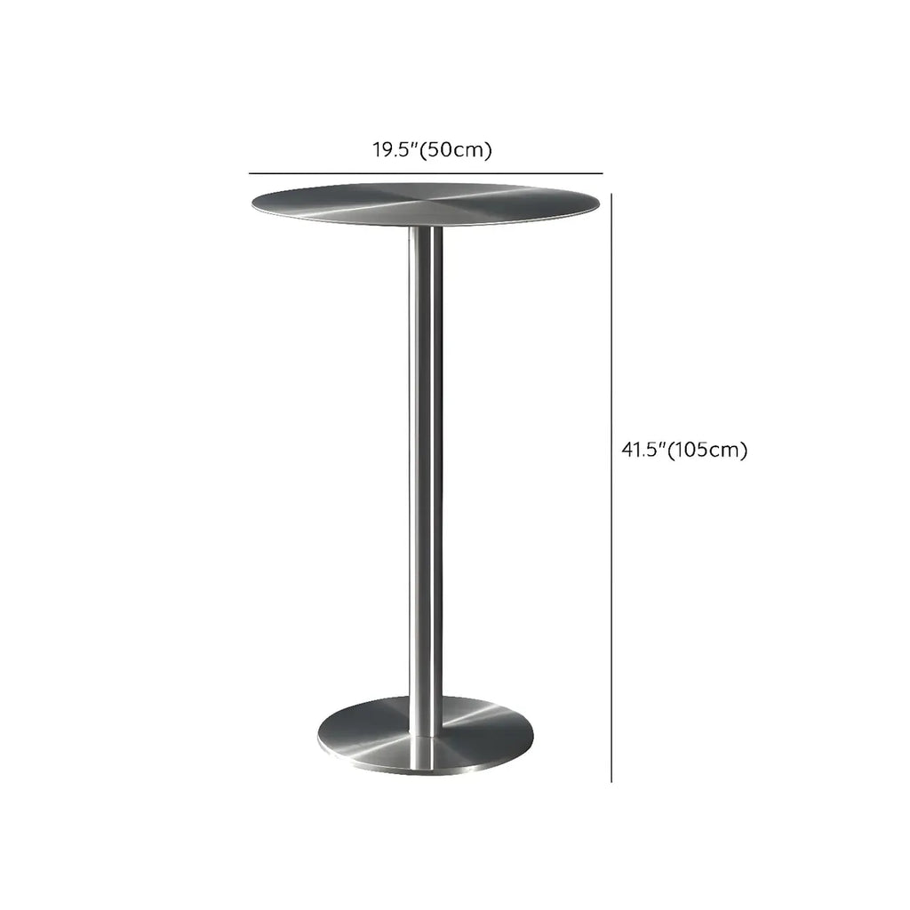 Tables de bar rondes sur pied en métal argenté de style industriel