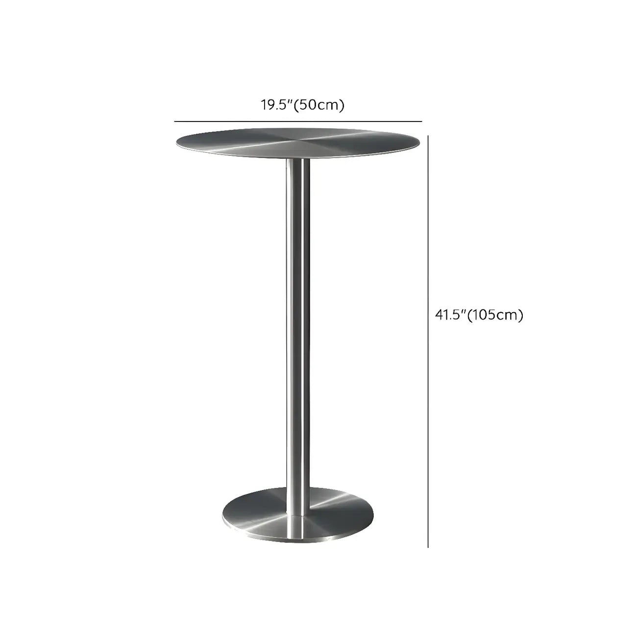 Tables de bar rondes sur pied en métal argenté de style industriel
