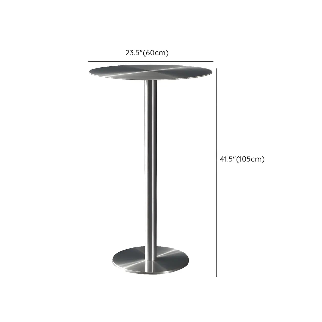 Tables de bar rondes sur pied en métal argenté de style industriel
