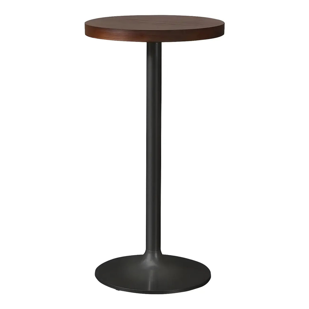 Tables de bar industrielles en bois brun et métal sur pied