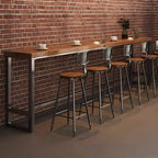 Tables de bar industrielles en pin brun, bois et métal, tréteaux