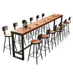Tables de bar industrielles en pin brun, bois et métal, tréteaux