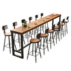 Tables de bar industrielles en pin brun, bois et métal, tréteaux