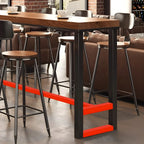 Tables de bar industrielles en pin brun, bois et métal, tréteaux