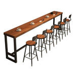 Tables de bar industrielles en pin brun, bois et métal, tréteaux
