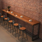 Tables de bar industrielles en pin brun, bois et métal, tréteaux