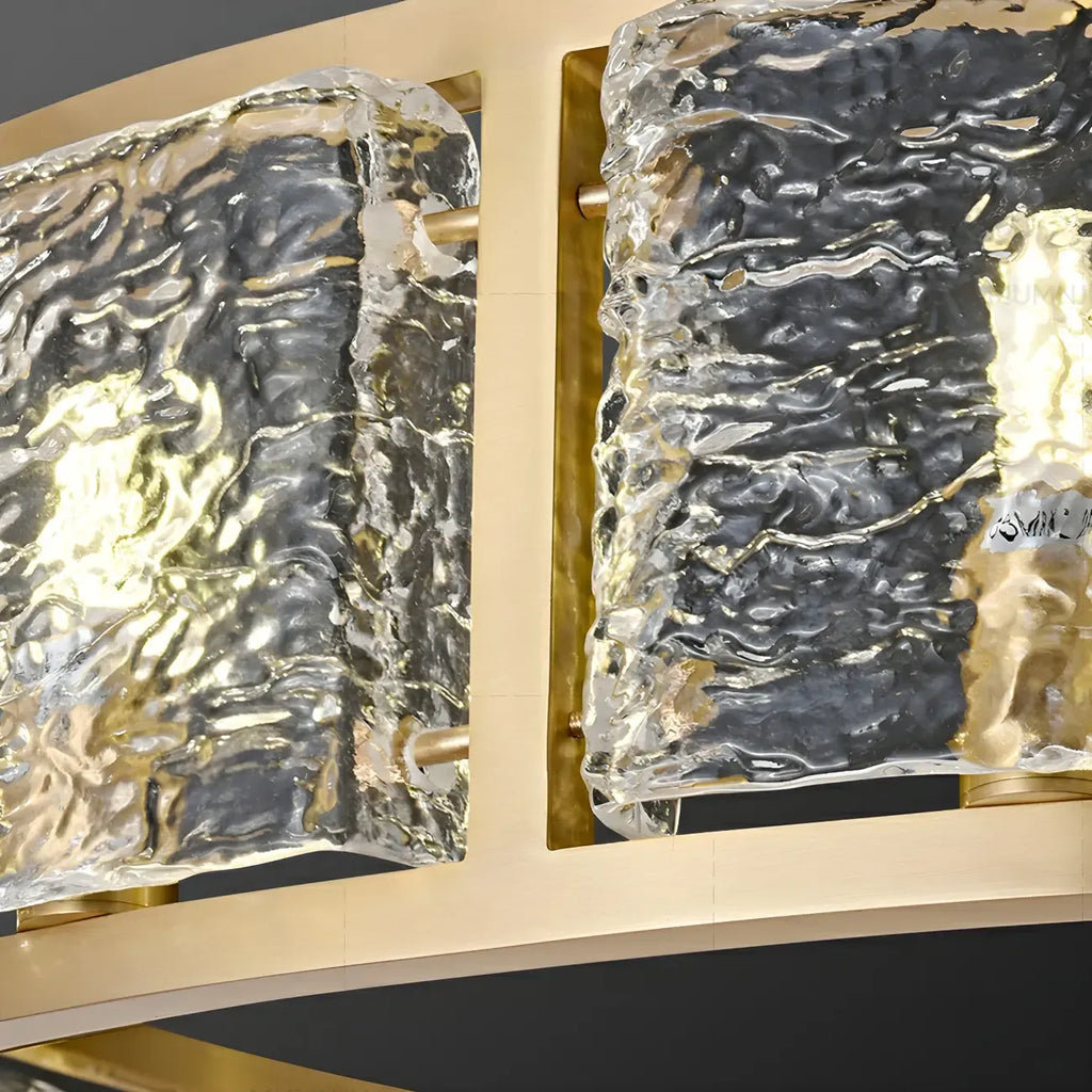 Lampadario a cerchio in ottone e vetro moderno a 16 luci regolabile in altezza