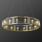 Lampadario a cerchio in ottone e vetro moderno a 16 luci regolabile in altezza