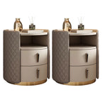 Table de chevet moderne en similicuir beige avec tiroirs