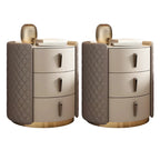 Table de chevet moderne en similicuir beige avec tiroirs