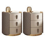 Table de chevet moderne en similicuir beige avec tiroirs