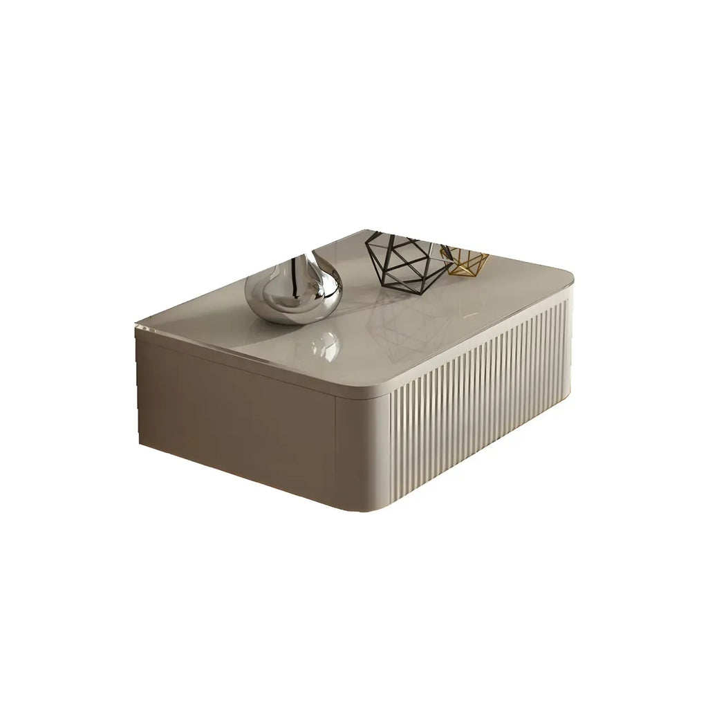 Table de chevet suspendue moderne en bois gris avec plateau en verre