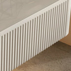 Table de chevet suspendue moderne en bois gris avec plateau en verre