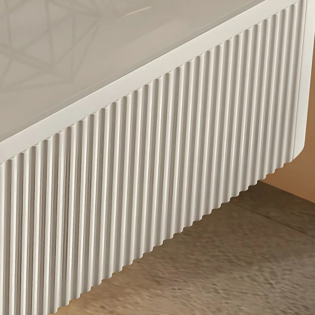Table de chevet suspendue moderne en bois gris avec plateau en verre