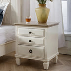 Table de chevet standard à 3 tiroirs en chêne beige