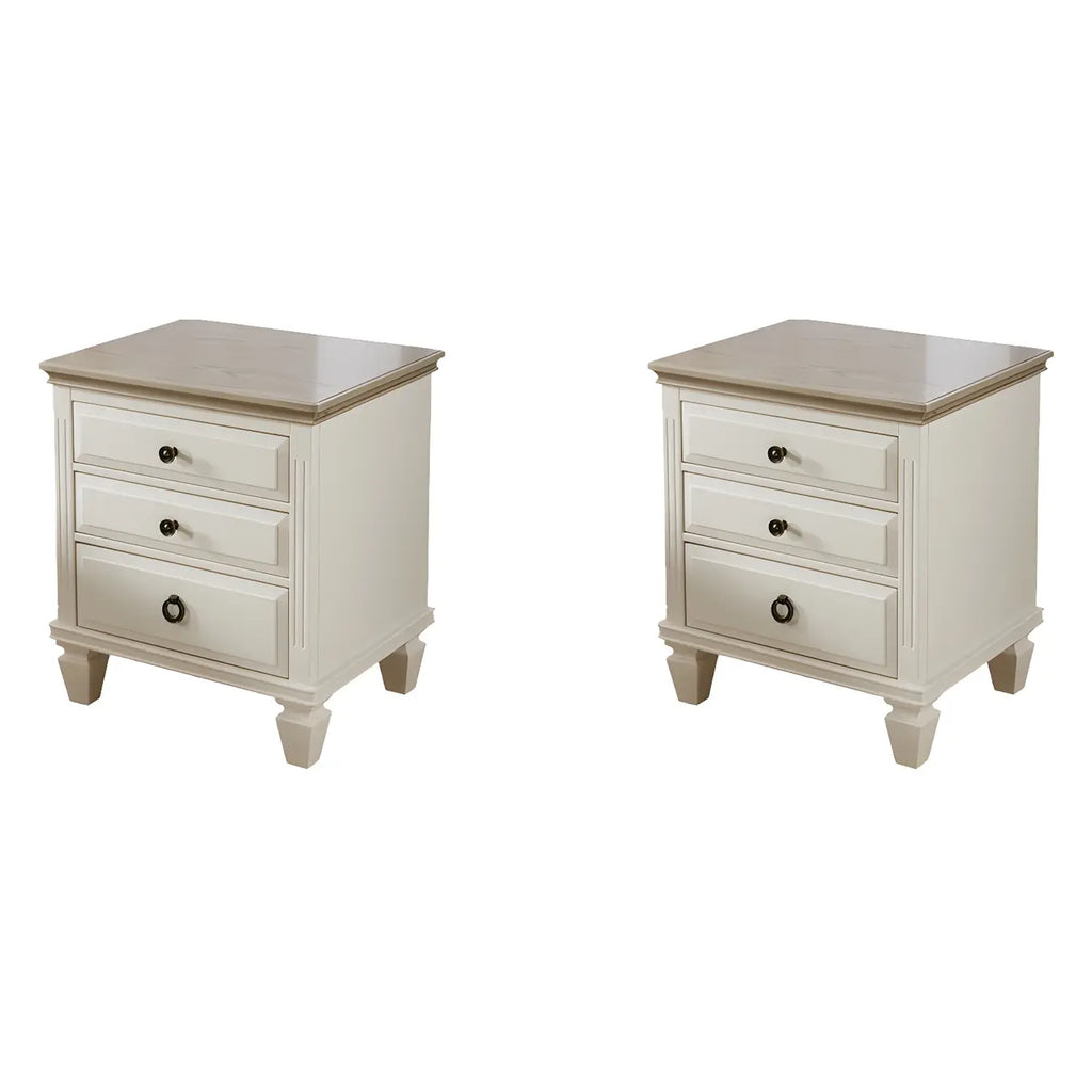 Table de chevet standard à 3 tiroirs en chêne beige