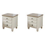 Table de chevet standard à 3 tiroirs en chêne beige
