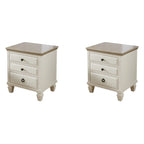 Table de chevet standard à 3 tiroirs en chêne beige