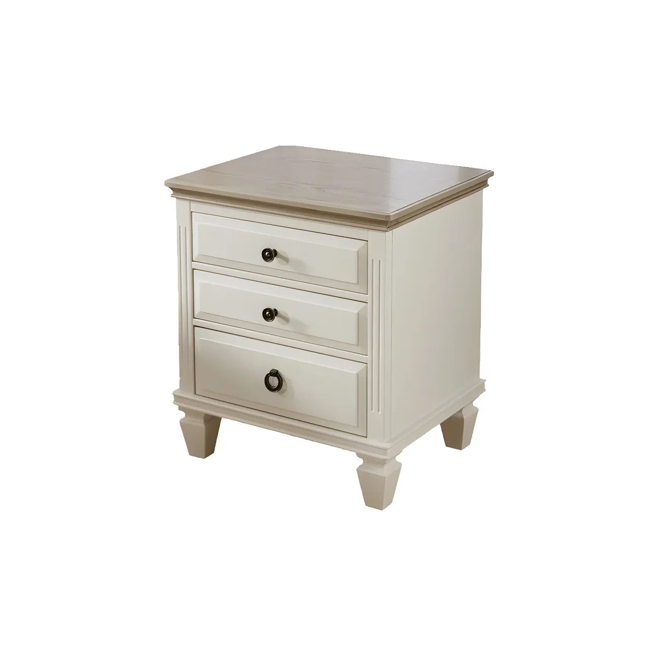 Table de chevet standard à 3 tiroirs en chêne beige