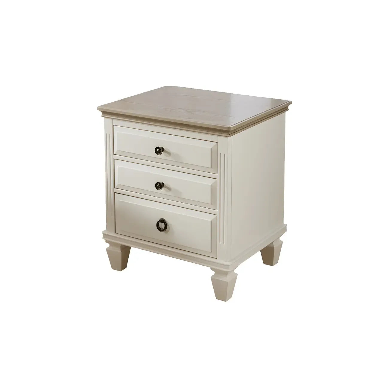 Table de chevet standard à 3 tiroirs en chêne beige