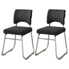 Sedia da ufficio moderna in acciaio nero con rivestimento in pelle