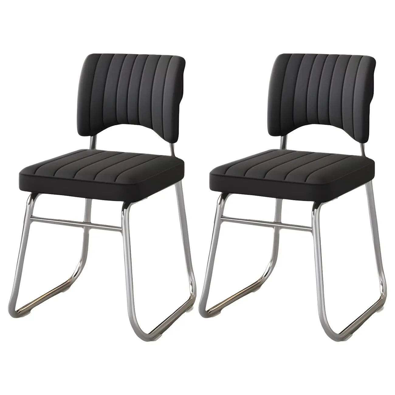 Sedia da ufficio moderna in acciaio nero con rivestimento in pelle