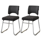 Sedia da ufficio moderna in acciaio nero con rivestimento in pelle