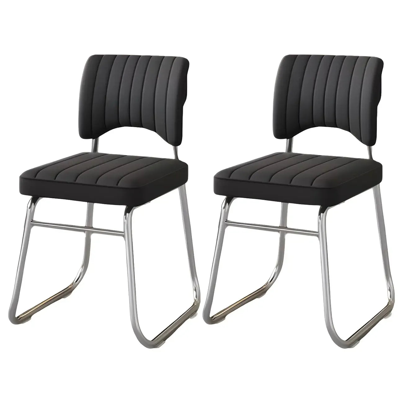 Sedia da ufficio moderna in acciaio nero con rivestimento in pelle