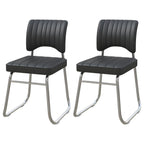 Sedia da ufficio moderna in acciaio nero con rivestimento in pelle