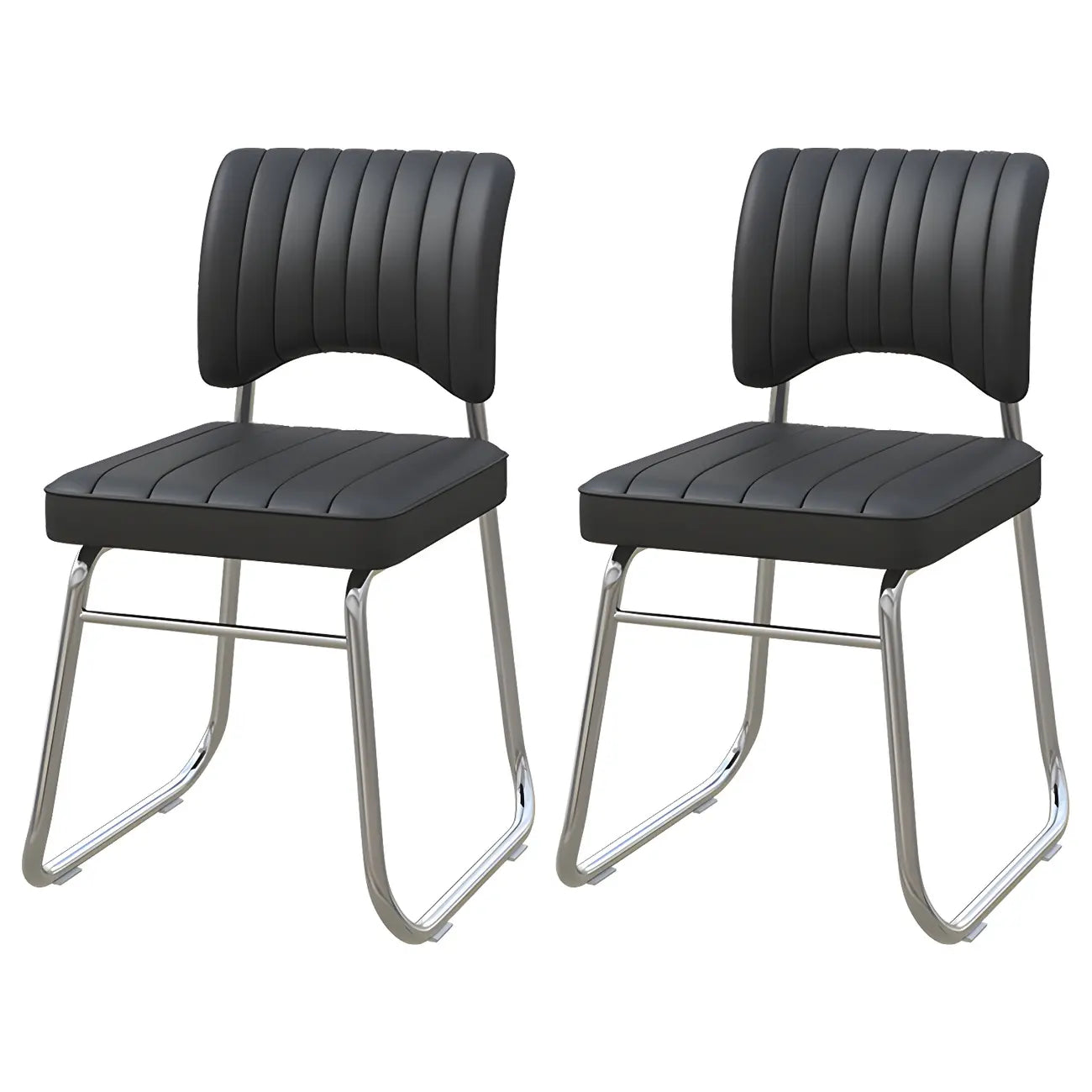 Sedia da ufficio moderna in acciaio nero con rivestimento in pelle
