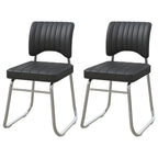 Sedia da ufficio moderna in acciaio nero con rivestimento in pelle