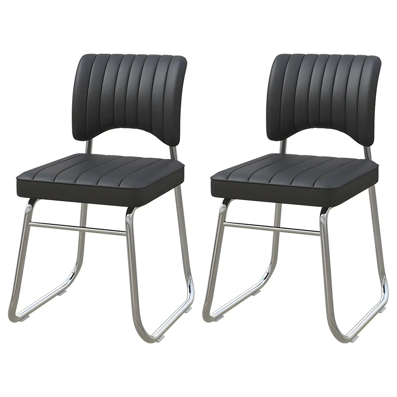 Sedia da ufficio moderna in acciaio nero con rivestimento in pelle