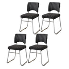 Sedia da ufficio moderna in acciaio nero con rivestimento in pelle