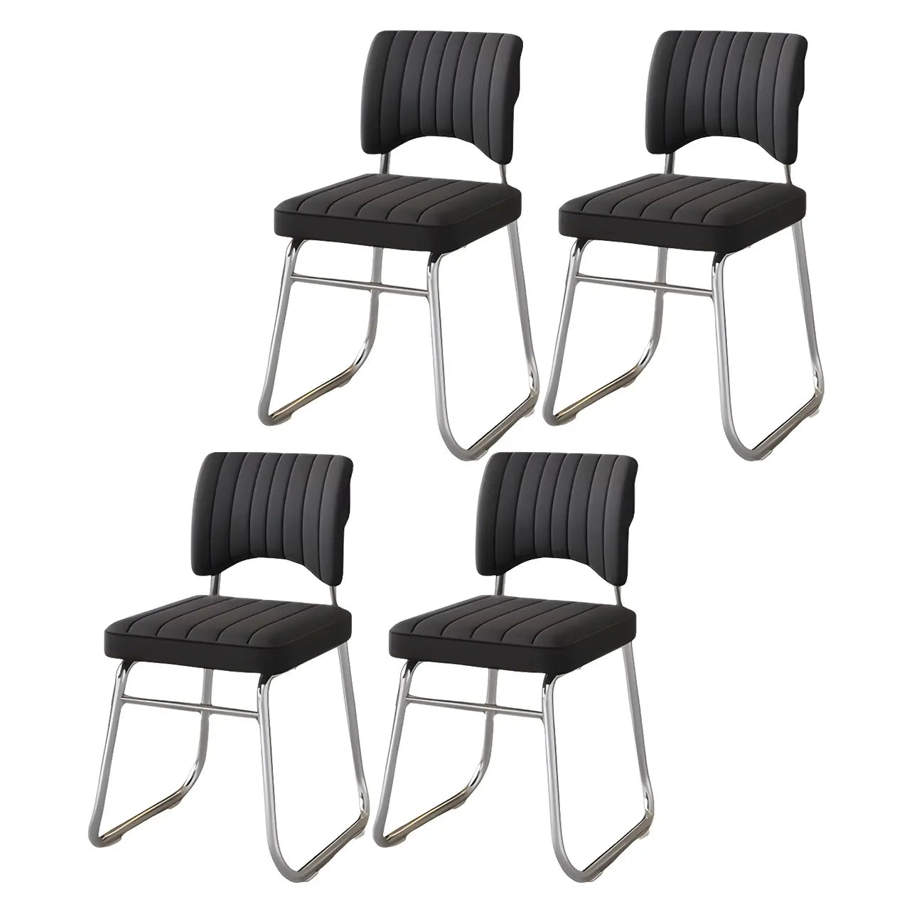 Sedia da ufficio moderna in acciaio nero con rivestimento in pelle