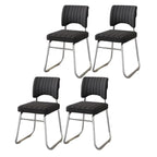Sedia da ufficio moderna in acciaio nero con rivestimento in pelle