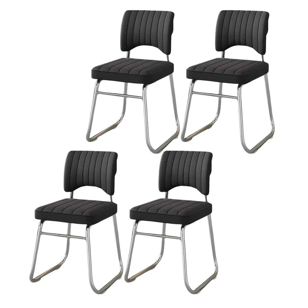 Sedia da ufficio moderna in acciaio nero con rivestimento in pelle