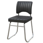 Sedia da ufficio moderna in acciaio nero con rivestimento in pelle