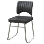 Sedia da ufficio moderna in acciaio nero con rivestimento in pelle