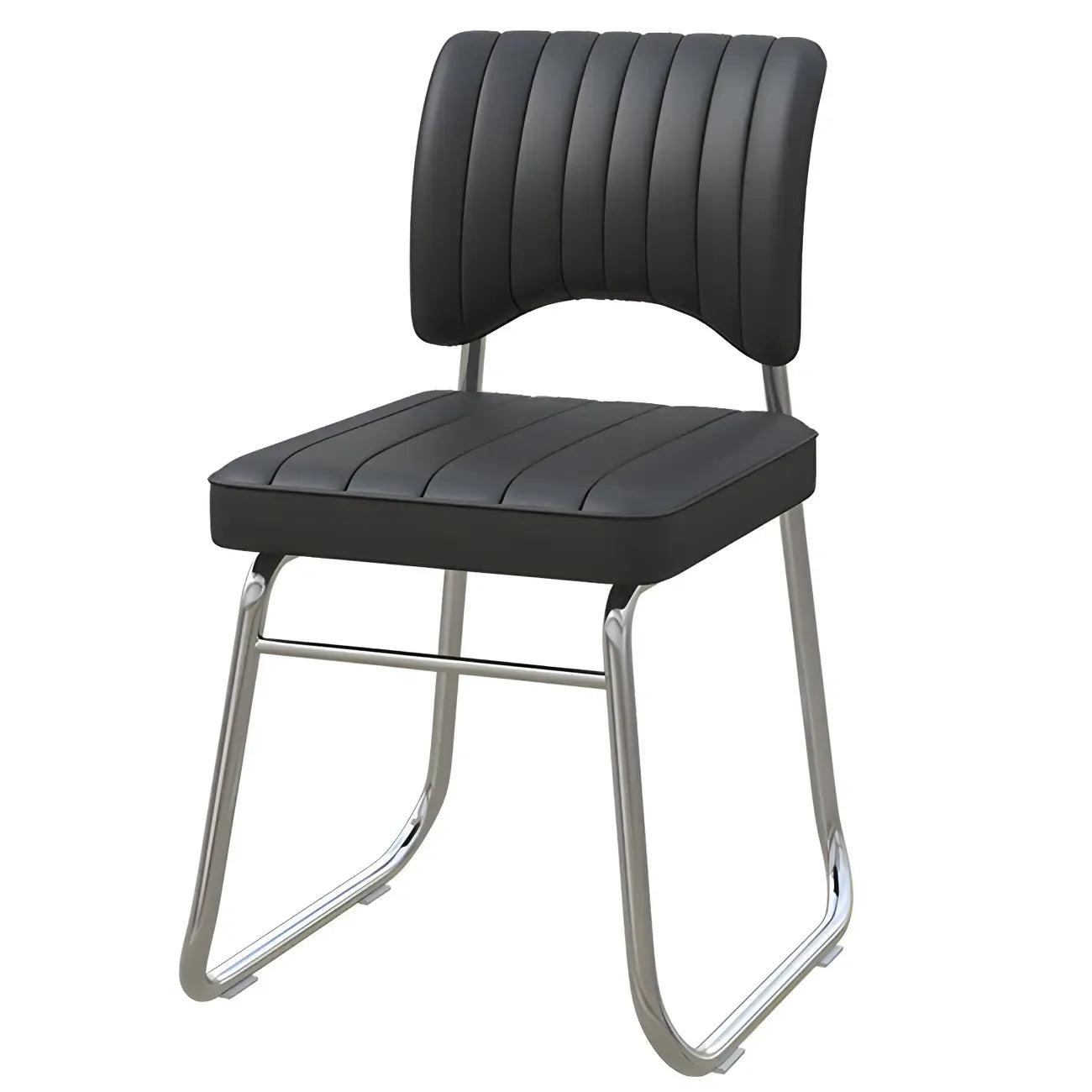Sedia da ufficio moderna in acciaio nero con rivestimento in pelle
