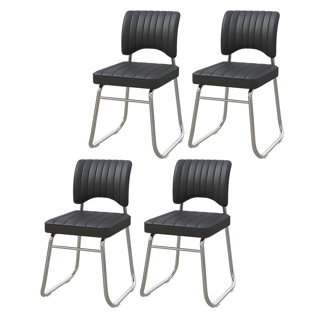 Sedia da ufficio moderna in acciaio nero con rivestimento in pelle