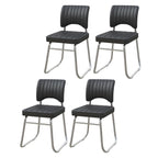 Sedia da ufficio moderna in acciaio nero con rivestimento in pelle